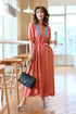 Embroidery Pattern V Neck Loose Fit Dress